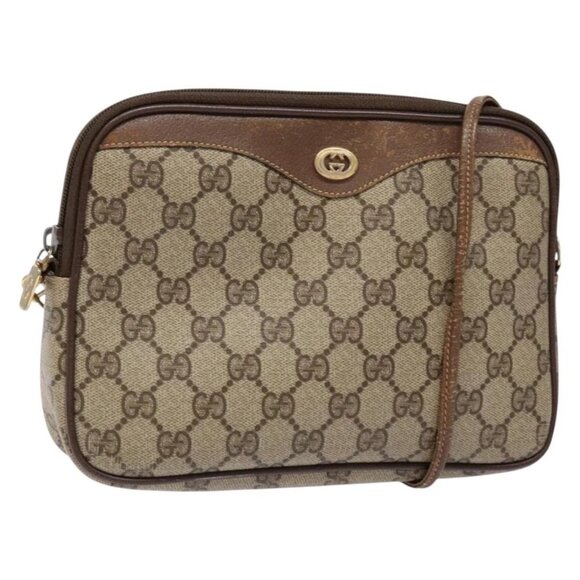GUCCI GG Supreme Web Sherry Line Shoulder Bag PVC Beige 97 02 068 Auth 139795 - Picture 1 of 16